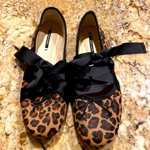 Zara animal hide leopard print ballet flats